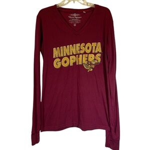 Three Square Minnesota Gophers maroon long sleeve v neck tee women's size XXL
